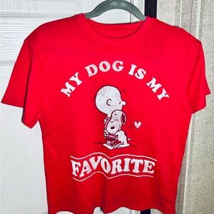 Red Graphic Oversized Tee - My Dog Is My Favorite Girls Sz8